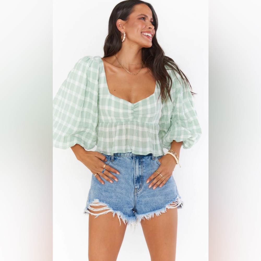 NWT! Show Me Your Mumu • Angelique Top in Green Plaid • SZ XS • Retail $134